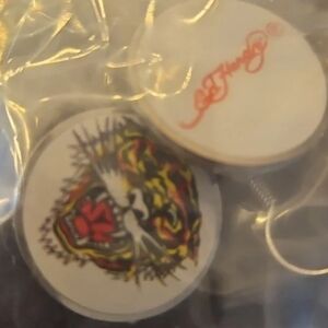 Ed Hardy Yellow and Black Vintage Certificate Art Print